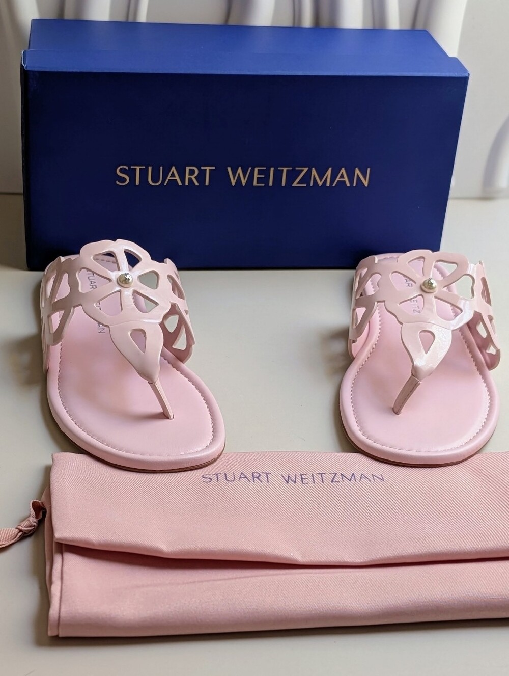 NIB Stuart Weitzman Jasmine Cutout Sandals Soft Rose Pink Size 8